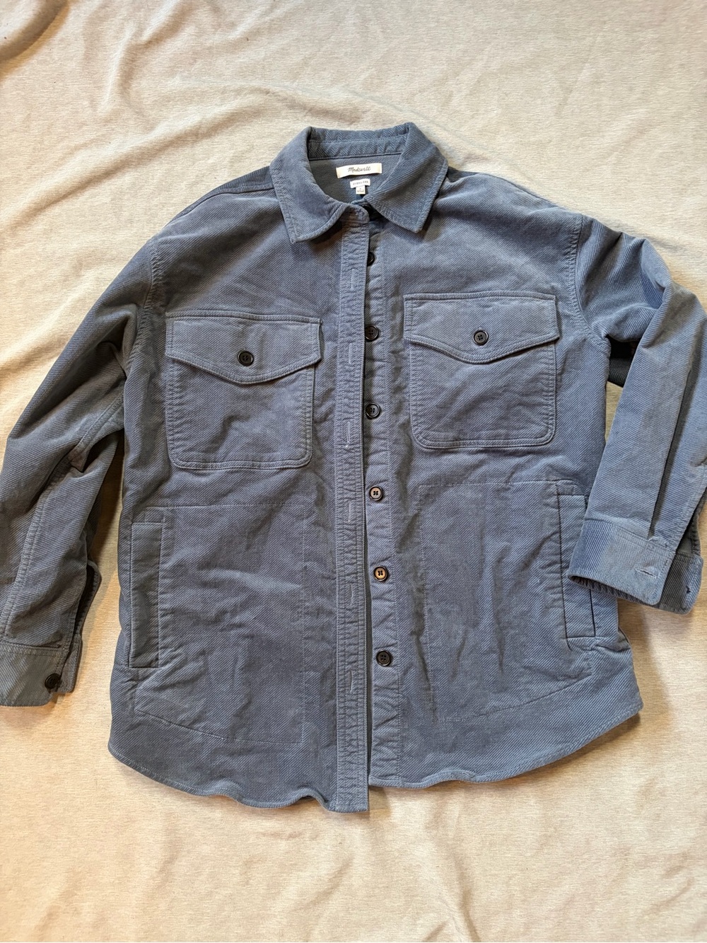 Madewell Women’s S Oversized Corduroy Shirt Jacket Shacket Blue Gray Utility
